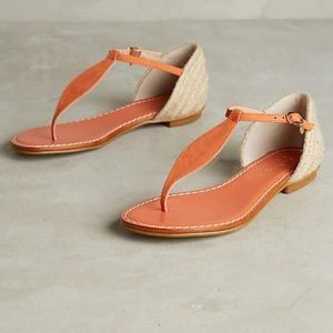 Anthropologie Guilhermina Raffia Thong Sandals 10